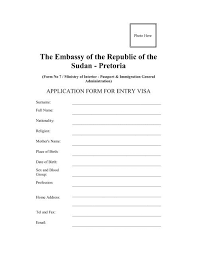 Pretoria, 0001 republic of south africa tel. Sudan Visa Form Pdf Visalogix