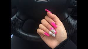 The silver adds the sheen and dazzle that your hot pink needs. Hot Pink Long Acrylic Nails New Expression Nails