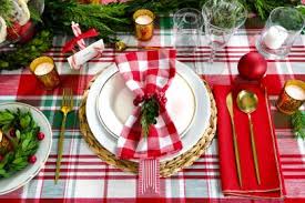 While a plain white tablecloth is always a dependable option, you can also get with the festive mood and choose a red and green plaid design. 40 Christmas Table Decorations Festive Table Setting Ideas For Holiday Parties Hgtv