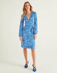 Kleider └ mode für mädchen └ mode, schuhe & accessoires für mädchen └ kinder └ kleidung & accessoires alle kategorien antiquitäten. Elodie Wickelkleid Aus Jersey Kraftiges Blau Blumenmuster Boden De
