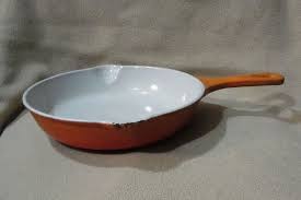 Vintage Le Creuset Orange Fry Pan Vintage Antique Cast Iron Le Creuset