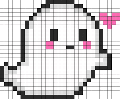 Halloween Ghost Cross Stitch Perler Bead Art Pixel Art Pattern Graph Paper Art