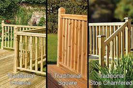 Wood baluster are offered on the site, in several distinct designs. Outdoor Decking Balustrades