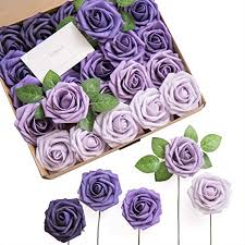 Flower bouquet simulation small carnation fake silk flower branch home decor floral festival gift. Amazon Com Ling S Moment Artificial Roses Flowers 25pcs Purple Ombre Colors Fake Roses With Stem For Diy Wedding Bouquets Centerpieces Arrangments Decorations Kitchen Dining