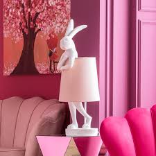 Modern rabbit hare table lamp base silver retro living room lighting. Kare Animal Rabbit Table Lamp White Pink Lights Ie