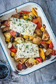Roasted Cod Tray Bake Roasted Cod Tray Bakes Roast Dinner Trimmings