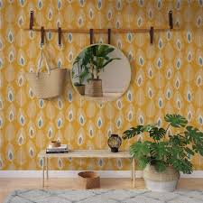 Papier Peint Intisse Glam Feather Coloris Jaune Curry Papier Peint Papier Peint Intisse Papier Peint Jaune