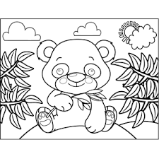 Cute Panda With Bamboo Coloring Page Animal Coloring Pages Cute Panda Colorful Drawings