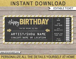 Printable Happy Birthday Gift Certificate Template Free Birthday Concert Ticket Template Concert Ticket Gift Concert Ticket Template Concert Gift