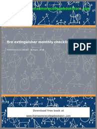 Extinguisher replenishment and fire inspections logbook. Fire Extinguisher Monthly Checklist File Format Technology Engineering