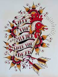 Making your gang logo is easy with brandcrowd logo maker create a professional gang logo in minutes with our free gang logo maker. Traditional Rooster With Flowers And Long Banner Tattoo Design Tattooimages Biz