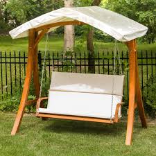 Leisure Season Wooden Patio Swing Seater With Canopy Wswc102 The Home Depot In 2020 Porch Swing With Canopy Patio Swing Canopy Patio Swing