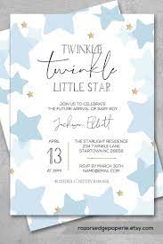 Twinkle Twinkle Little Star Baby Shower Invitation Pack For Etsy Star Baby Shower Invitations Boy Shower Invitations Twinkle Twinkle Baby Shower