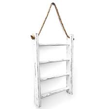 Abc Deluxe 4 Tier Rope Ladder Decorative Hanging Wall Towel Blanket Quilt Shelf Rustic Farmhouse Decor Wood Handmade In Farmhouse Goals A cross between the popular ladder shelf and floating shelf, this is perfect for small spaces!