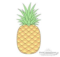 The complete pineapple drawing tutorial in one image. How To Draw A Pineapple Step By Step Easylinedrawing
