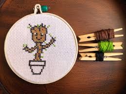 Guardians of the galaxy cross stitch pattern. Herochan Guardians Of The Galaxy Baby Groot Cross Stitch