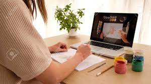 If you're new here, watch our intro video and get a brief tour of our programming course. Woman Learning To Draw On An Online Course Online Sitting At Home Looking Over Her Shoulder Drawing Lesson Online On A Laptop Works On A Computer Stock Photo Picture And Royalty Free