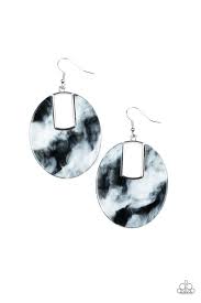 Black And White Acrylic Bracelet Paparazzi Paparazzi Haute Heiress Black White Faux Marble Acrylic Earrings In 2020 Acrylic Earrings Marble Earrings Faux Marble