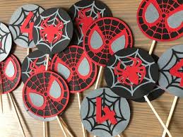 Spider-Verse Cupcake Toppers Into the Spider-Verse Party Miles Morales  Spider-Man