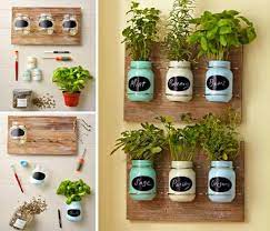 Take the shorter pieces and attached them with wood glue and nails to make a rectangle to get the distressed look, add some vaseline to some areas of the frame before painting. Diy Mason Jar Herb Garden Ideas The Whoot Mason Jar Herb Garden Mason Jar Herbs Small Herb Gardens