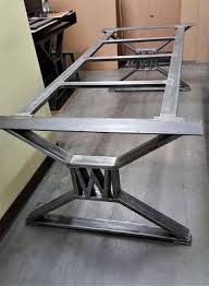 Modern Industrial Dining Table Legs With Builded Etsy Industrial Dining Table Dining Table Legs Industrial Dining
