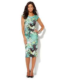 Floral Print Scuba Midi Sheath Dress New York Company Bodycon Floral Dress Midi Sheath Dress Dressy Outfits
