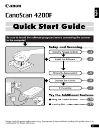 Compared to my previous scanners and even many more expensive scannesr on the market today, the canoscan 4200f is lightyears ahead in scan quality, speed and quietness. Canon Canoscan 4200f Quick Start Guide Manualzz