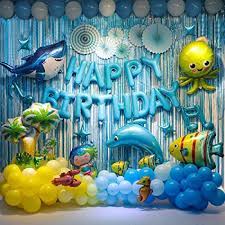Spaced together on the mantel, they blend in with the existing decor and can also be used in a windowsill that overlooks the kitchen sink. Amazon Com Ocean Animals Birthday Party Decoration For Kids Blue Backdrop Shark And Dolphin Balloons Birthday Party Supplies Toys Games