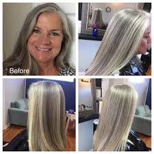 Good hair care products are also key to keeping the lovely gray locks glistening. Oakes Salon Enhancing Natural Gray Hair With Some Hlts Facebook