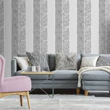 And white and soft grey tones are an effortless and popular colour palette choice for a modern nursery or kids' bedroom. Super Fresco Milan Stripe Silver Grey Wallpaper 106517 Untouchables Wallpapers Wall Murals And Paints