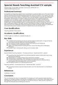 Resume and a sample cover letter for a job application. Special Needs Teaching Assistant Cv Example Myperfectcv