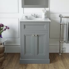 Our selection of wall hung vanity units include conventional acrylic tops with your choice of basin. The Bath Co Chartham Slate Matt Grey Floorstanding Vanity Unit And White Marble Basin 600mm