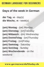Days Of The Week In German Most Used German Words German Vocabulary List For Beginners Germ German Vocabulary List German Language Learning German Language