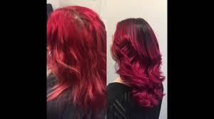 Sisterlocs with dark roots and mahogany ends. Balayage Dark Roots W Vibrant Red Ombre Aveda Color Brazilian B3 Bondbuilder Youtube