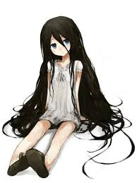 Anime Black Anime Tjej Black Hairstyles Langt Svart Har