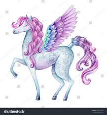 Pegasus Illustration Mit Aquarellfarben Marchenkreatur Fliegender Hengst Stockillustration 1040495023 In 2020 Illustration Aquarellfarben Pegasus