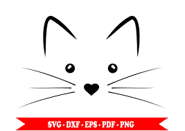 Cat Face Cute Kitten Svg Outline Silhouette Clip Art Digital Format Svg Eps Dxf Pdf Png For Silhouette Cameo Cricut Vinyl Cat Face Silhouette Clip Art Clip Art