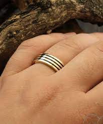 Heavy Men S Black Enamel Band Bold Wedding Ring Yellow Etsy Modern Wedding Rings White Gold Wedding Ring Set Unique Mens Rings