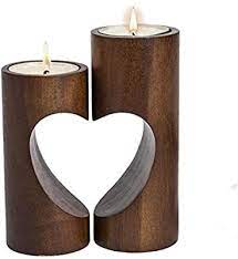 Amazon Com Chasbete Romantic Tea Light Candle Holders Decorative Wood Tealight Candle Holder Set Of 2 Unity Tealight Candle Holders Tea Lights Candle Holders