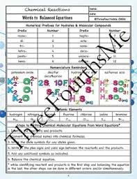 Writing Chemical Equations Scaffolded Notes Equations Chemical Equation Scaffolded Notes