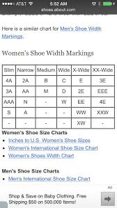 Shoe Width Chart Shoe Size Chart Size Chart Chart