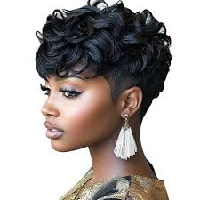 Amazon.com : Pixie Cut Wig Short Wigs for Black Women Short Black Curly  Pixie Cut Wigs Natural Black Wavy Synthetic Hair Short Wig with Bangs Pixie  Wig for Women(Natural black) : Beauty