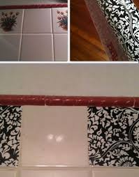 Cover Un Liked Bathroom Tiles With Pretty Contact Paper For A Diy Makeover Diy Makeover Wall Treatments Contact Paper