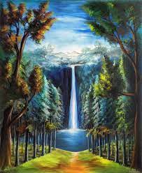The Beautiful Waterfall Painting Asp Arts World class landscaping contracting full service landscape picture. usd