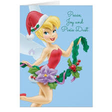 Tinker Bell Tinker Bell Decorating The Tree Holiday Card Zazzle Com Holiday Design Card Tinkerbell And Friends Tinkerbell