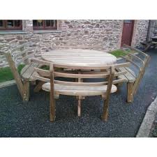 Round Picnic Bench With Back Rests Outdoor Picnic Tables Round Picnic Table Picnic Bench