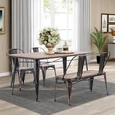 Maybe you would like to learn more about one of these? Boyel Living Rustic With Wooden Seat Panel And Metal Backrest And Legs Vintage Distressed Dining Table Bench Tr Pp036325daa The Home Depot