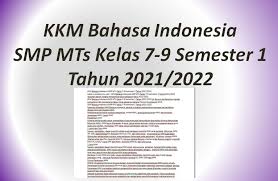 Pembelajaran bahasa indonesia adalah proses memberi rangsangan belajar berbahasa kepada siswa dalam upaya siswa mencapai kemampuan berbahasa. Kkm Bahasa Indonesia Smp Mts Kelas 7 9 Semester 1 Tahun 2021 2022
