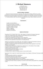 Download a free medical lab technician resume to make your document professional and perfect. Chemical Technician Resume Example Myperfectresume