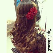 Curl Waterfall With Red Roses Pin Hair Romance Perfect Hair Hair Styles